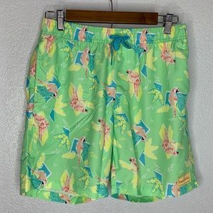 Tipsy Elves Parrot Tropical Print Swim Trunks Mesh Lined Size S Vacation Beach